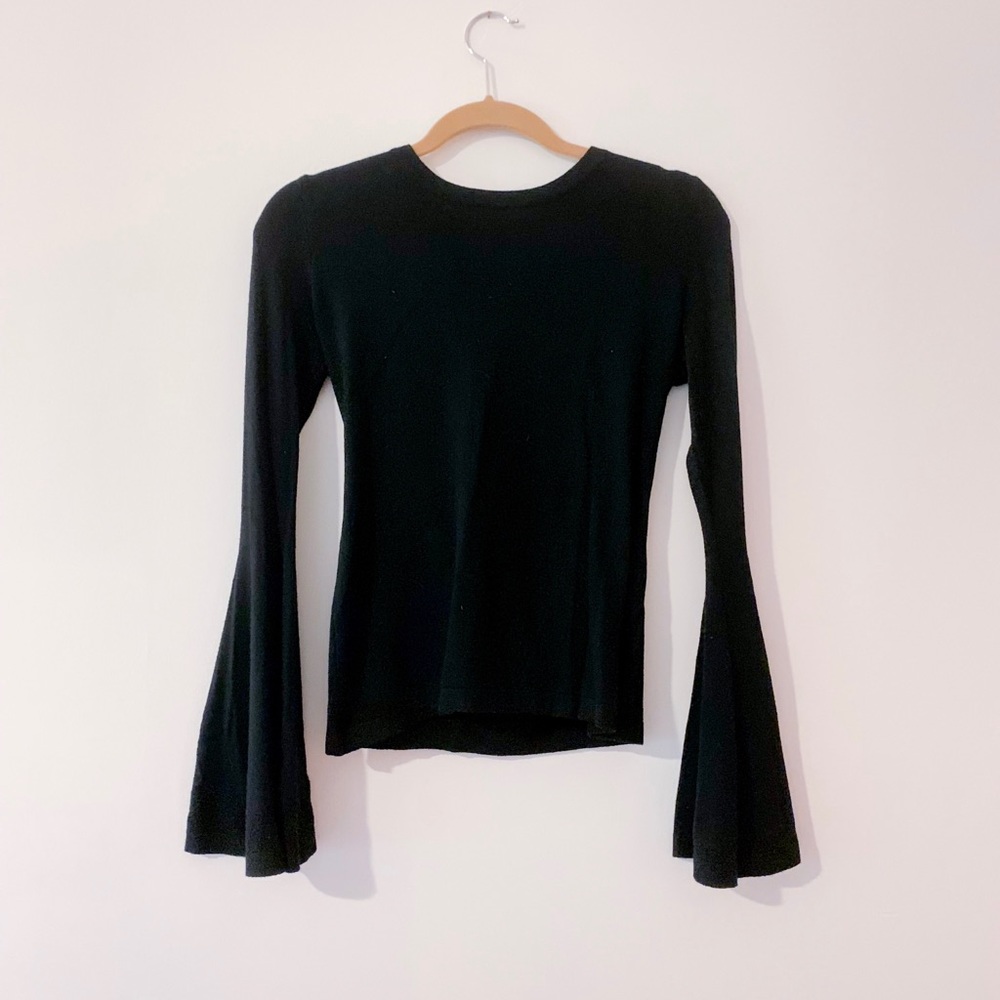 Boutique Black Bell Sleeve Sweater Top